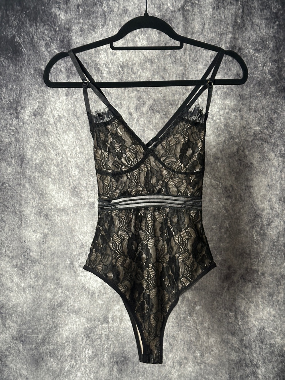 Sheer Black Floral Lace Bodysuit